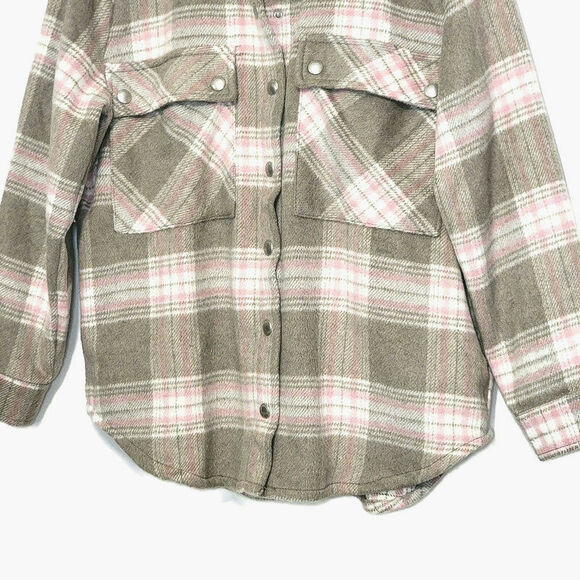 BLANK NYC Plaid Snap Front Cozy Casual Fall Winter Shacket Jacket Size M - Picture 3 of 14